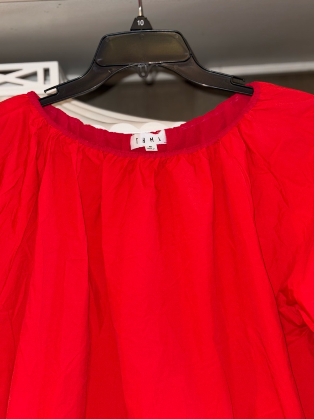 THML Medium M red puff sleeve elastic blouse - Picture 6 of 7
